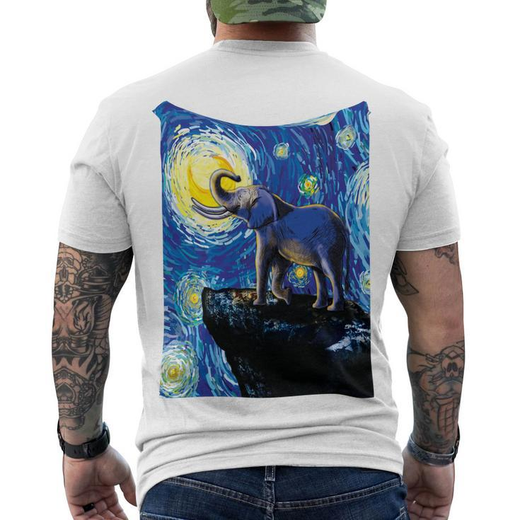 Elephant - Moon Night Sky Men's Crewneck Short Sleeve Back Print T-shirt