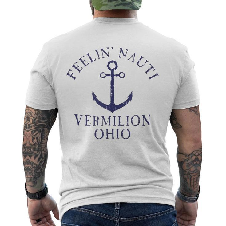 Feelin Nauti Vermilion Ohio Lake Erie Nautical Distressed  Men's Crewneck Short Sleeve Back Print T-shirt