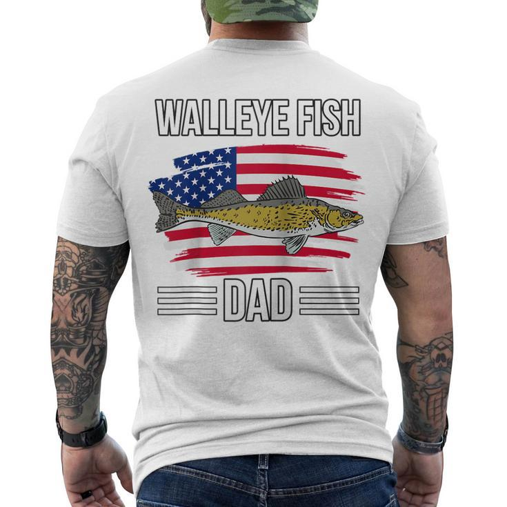 Fish Us Flag 4Th Of July Fathers Day Walleye Fish Dad Men's T-shirt Back Print