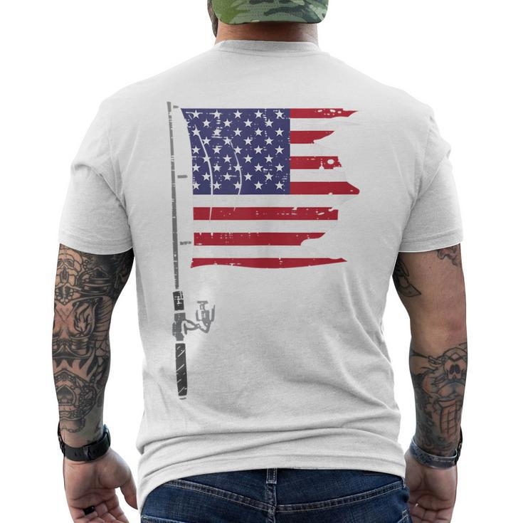 Fishing Rod American Flag Fish 4Th Of July Patriot Men Dad Men's T-shirt Back Print