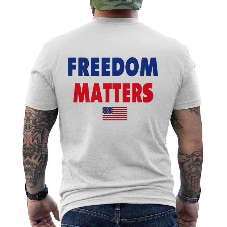 Freedom Matters American Flag Patriotic Men's Back Print T-shirt