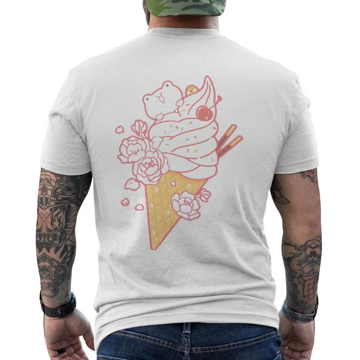 Frog Ice Cream Cone Cute Kawaii Aesthetic Men's Back Print T-shirt