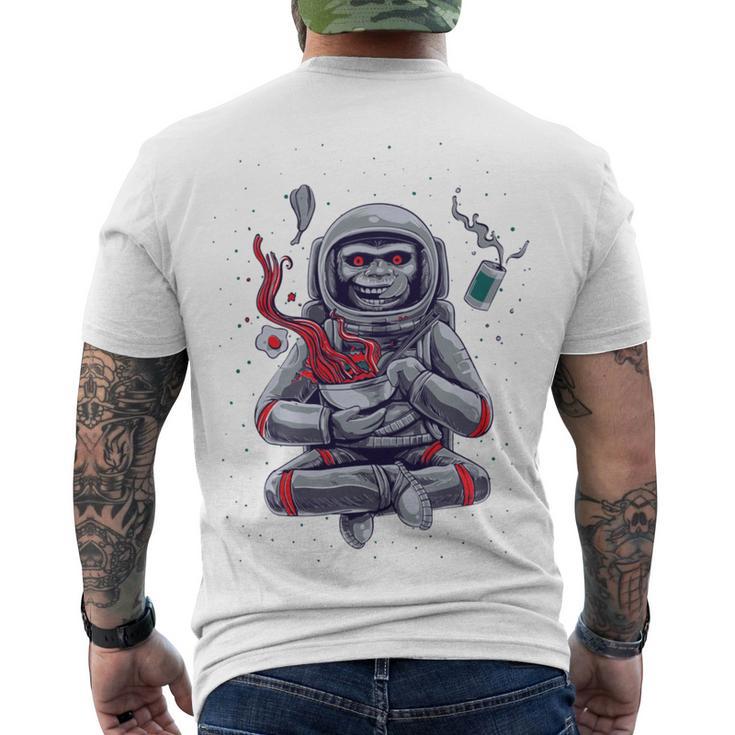 Funny Astronaut Monkey Ramen V2 Men's Crewneck Short Sleeve Back Print T-shirt