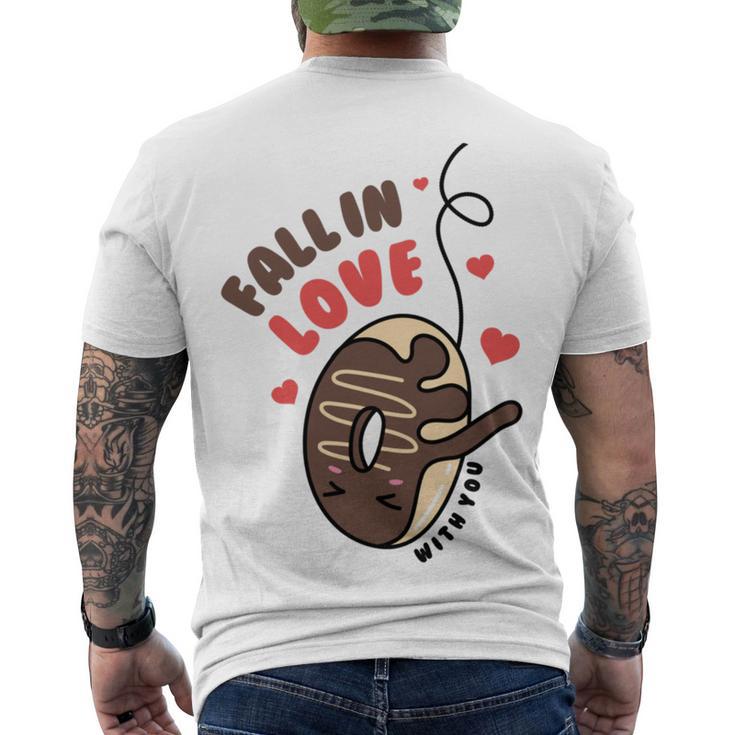 Funny Donut Fall In Love Men's Crewneck Short Sleeve Back Print T-shirt