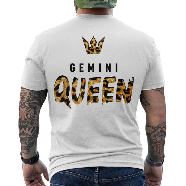Gemini Queen Leopard Cheetah Pattern Astrology Birthday Men's T-shirt Back Print