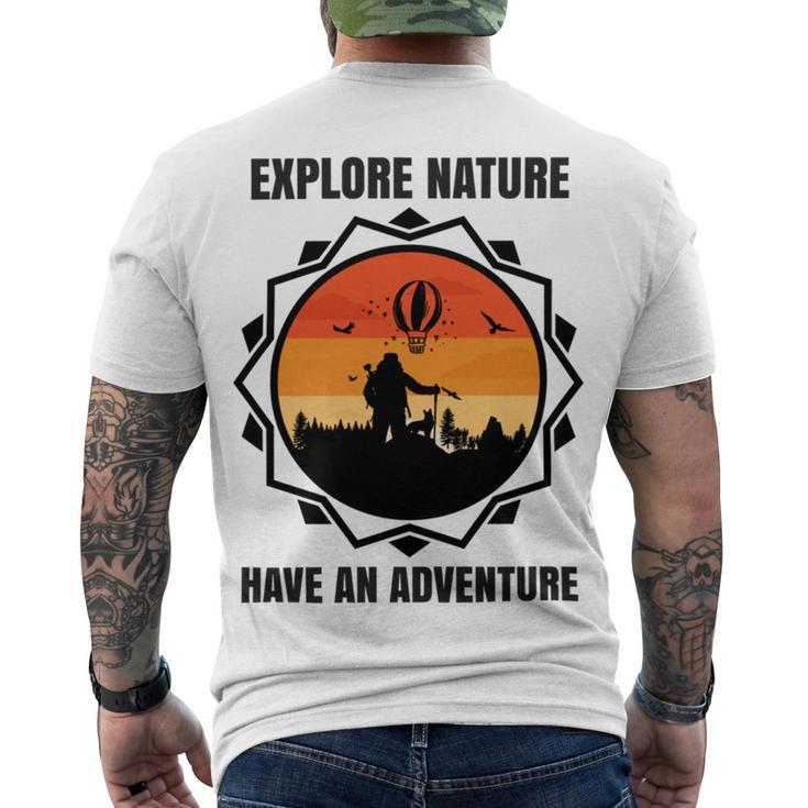 Go Explore Nature Have An Adventure Gift For Wilderness Camping Hiking Lovers Travel In The Wild Gift For Holidays Men's Crewneck Short Sleeve Back Print T-shirt