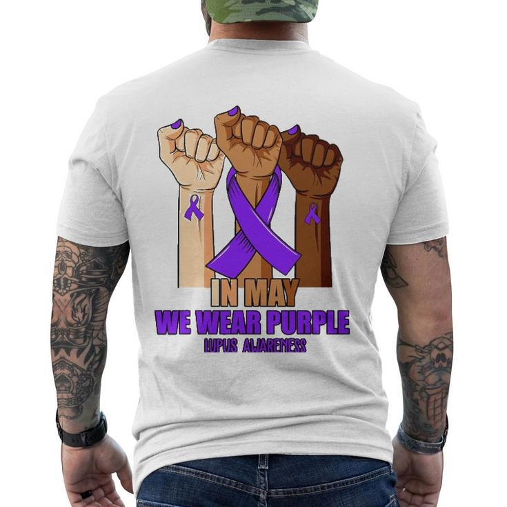 Hand In May We Wear Purple Lupus Awareness Month Men's Back Print T-shirt