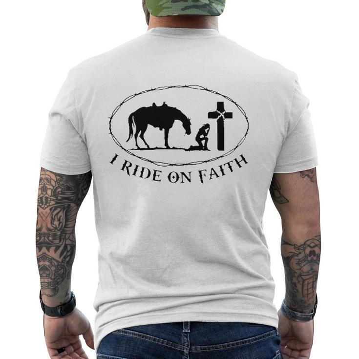 Horse Christian I Ride On Faith Men's Back Print T-shirt