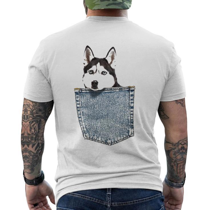 Husky In My Pocket Peeking Husky Tee Dog Animal Men's Back Print T-shirt