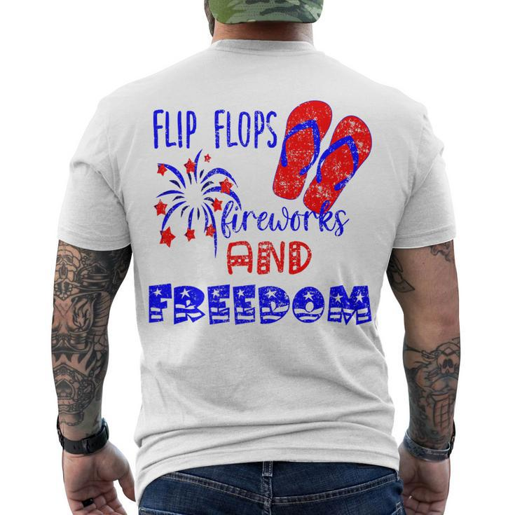 July 4Th Flip Flops Fireworks & Freedom 4Th Of July Party Men's T-shirt Back Print