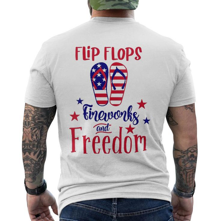 Womens July 4Th Flip Flops Fireworks & Freedom 4Th Of July Party V-Neck Men's Back Print T-shirt