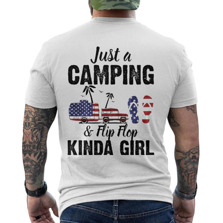 Just A Camping And Flip Flop Kinda Girl 4Th Of July Men's Back Print T-shirt