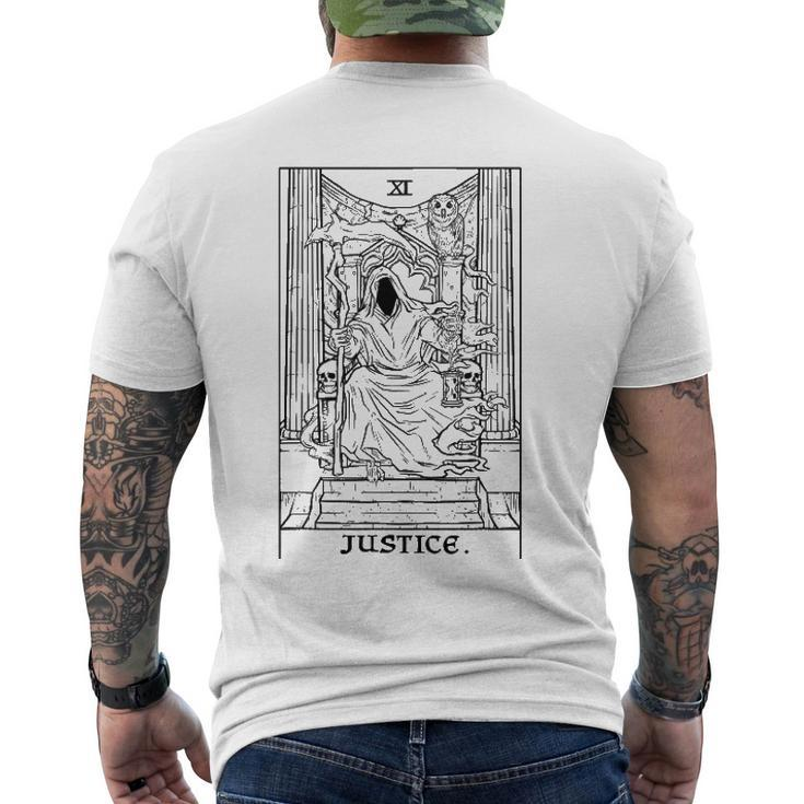 Justice Tarot Card Grim Reaper Halloween Horror Occult Goth Men's Back Print T-shirt