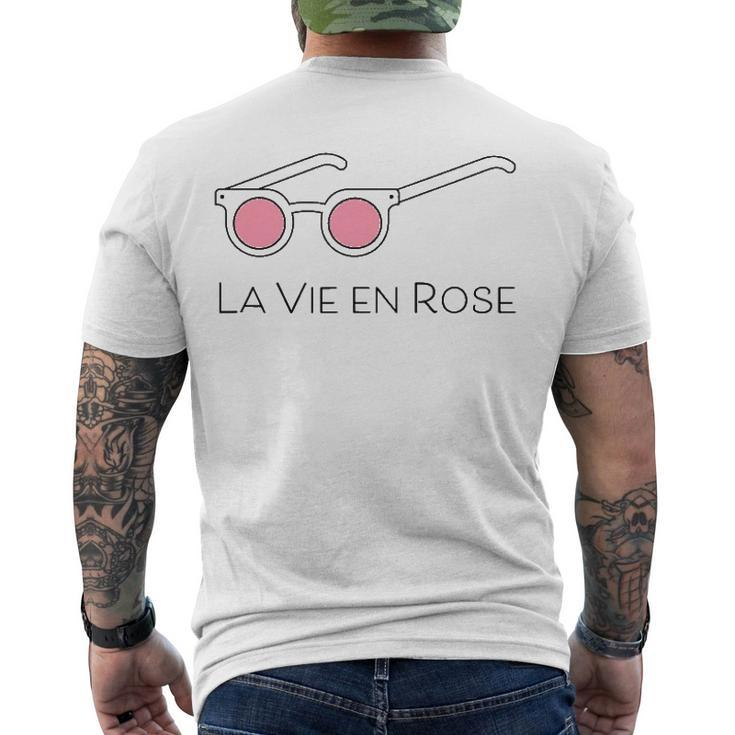La Vie En Rose Pink Glasses Men's Back Print T-shirt