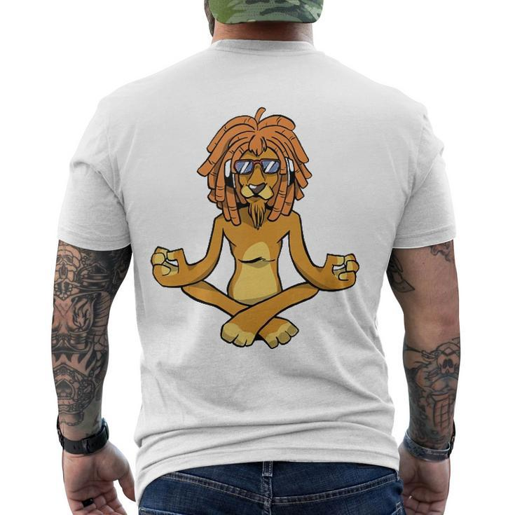 Lion Doing Meditation - Yoga Men's Back Print T-shirt
