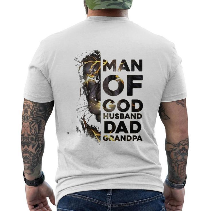 Lion Man Of God Husband Dad Grandpa Fathers Day Men's Back Print T-shirt
