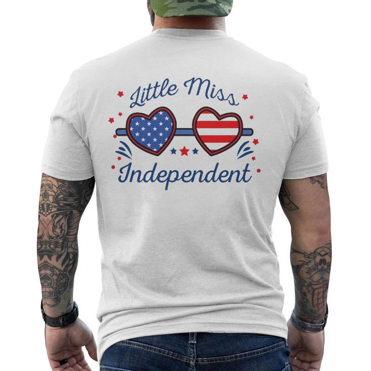 Little Miss Independent American Flag Sunglasses 4Th Of July Men's Back Print T-shirt