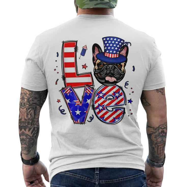 Love French Bulldog Patriotic 4Th Of July Men's T-shirt Back Print