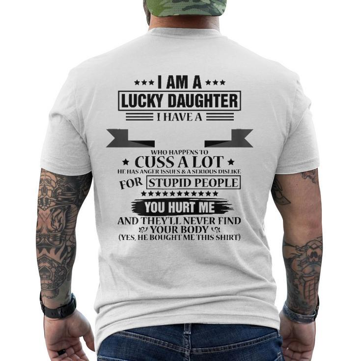 Womens I Am Lucky Daughter I Have Crazy Dad Men's Back Print T-shirt