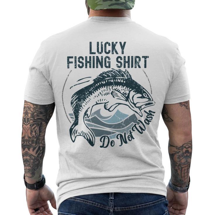 Lucky Fishing Shirt Do Not Wash Fisherman Dad Blue Men's Crewneck Short Sleeve Back Print T-shirt