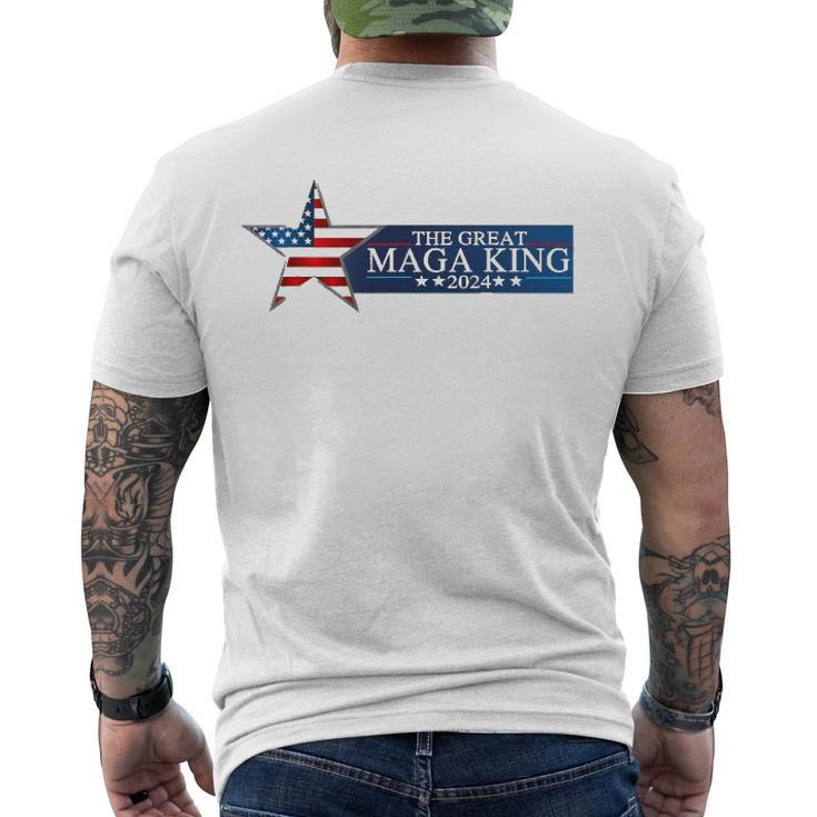 Mega King Usa Flag Proud Ultra Maga Trump 2024 Trump Support Men's Back Print T-shirt