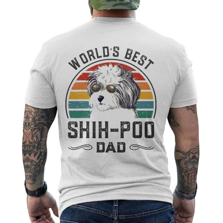 Mens Worlds Best Shih Poo Dad Vintage Dog Dad Men's Crewneck Short Sleeve Back Print T-shirt