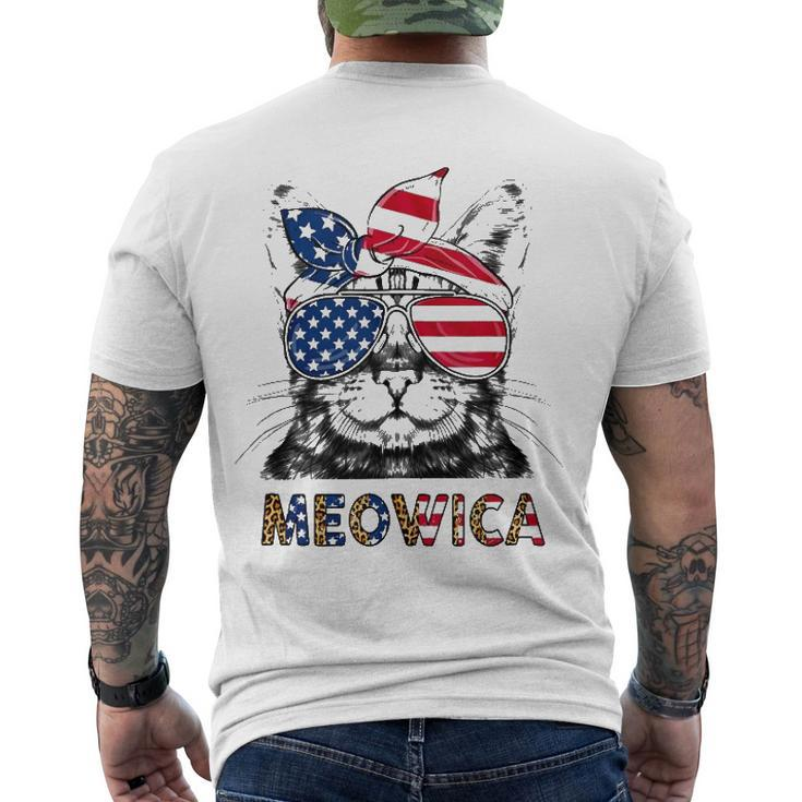 Meowica 4Th Of July Cat American Flag Patriotic Cat Lovers Men's Back Print T-shirt