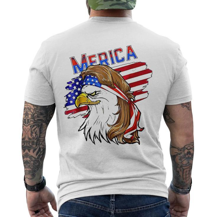 Merica Eagle American Flag Mullet Hair Redneck Hillbilly Men's Crewneck Short Sleeve Back Print T-shirt