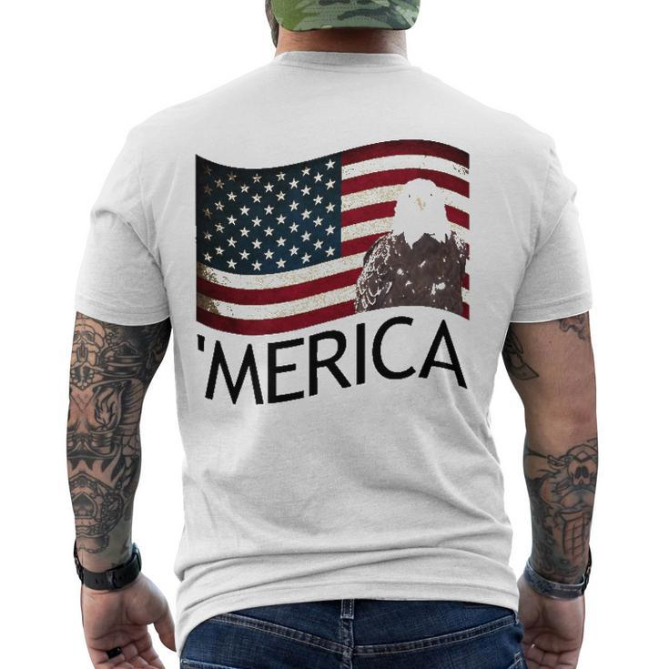 Merica Eagle Flag4th Of July Patriotic America Men's Back Print T-shirt