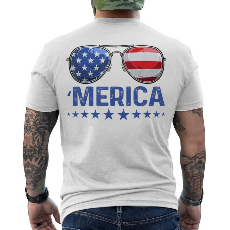 Merica Patriotic Usa Flag Sunglusses 4Th Of July Usa Men's T-shirt Back Print