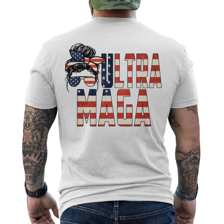 Messy Bun Ultra Maga Flag Sublimation Men's Crewneck Short Sleeve Back Print T-shirt