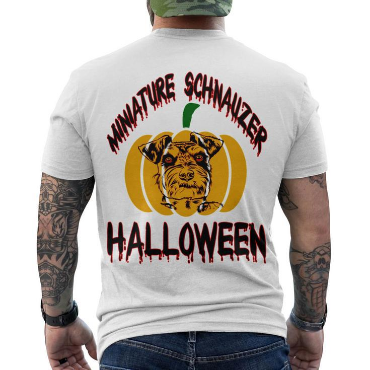 Miniature Schnauzer Halloween On All Hallows Night Men's Crewneck Short Sleeve Back Print T-shirt