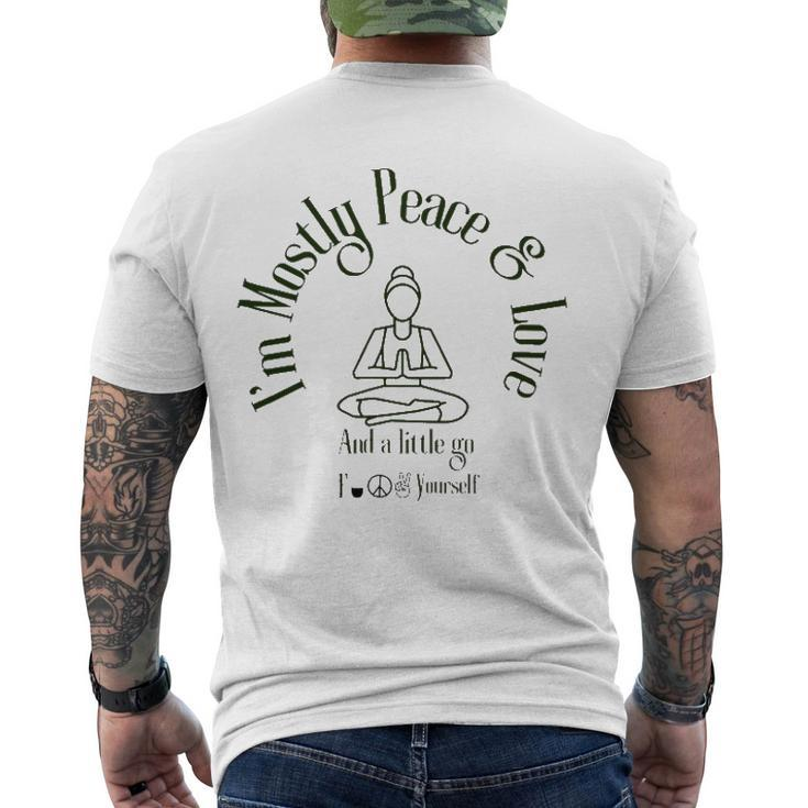 Im Mostly Peace And Love Yoga Men's Back Print T-shirt