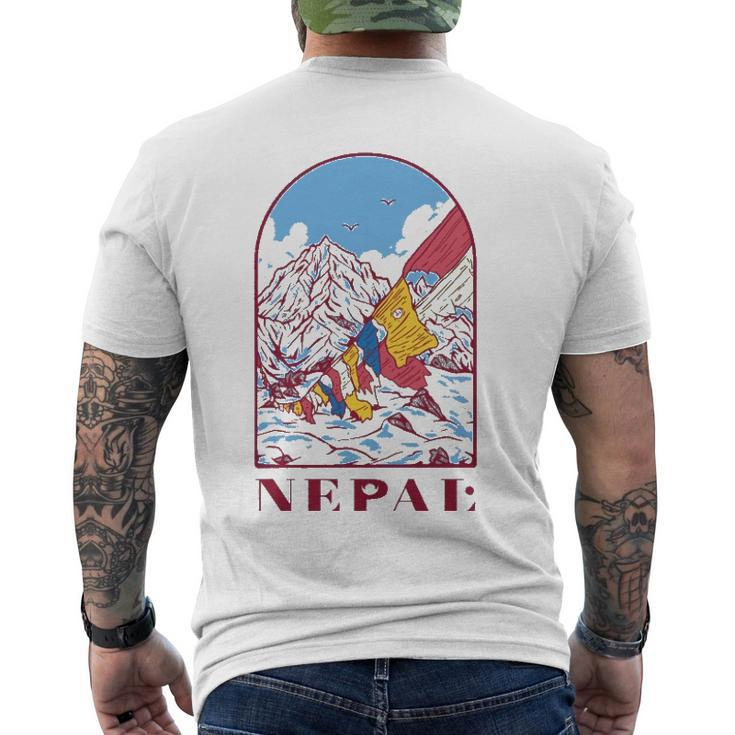 Nepal Himalayan Mountain Prayer Flags Men's Crewneck Short Sleeve Back Print T-shirt