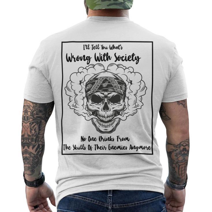 Official Wrong Society Drink From The Skull Of Your Enemies Men's Crewneck Short Sleeve Back Print T-shirt