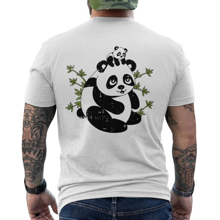 Papa Bear Panda Dad Baby Daddy Tee Cute Fathers Day Gift Men's Crewneck Short Sleeve Back Print T-shirt