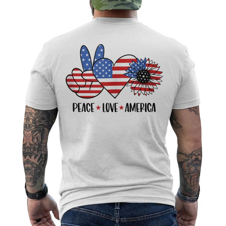 Patriotic 4Th Of July Peace Love America Men's T-shirt Back Print
