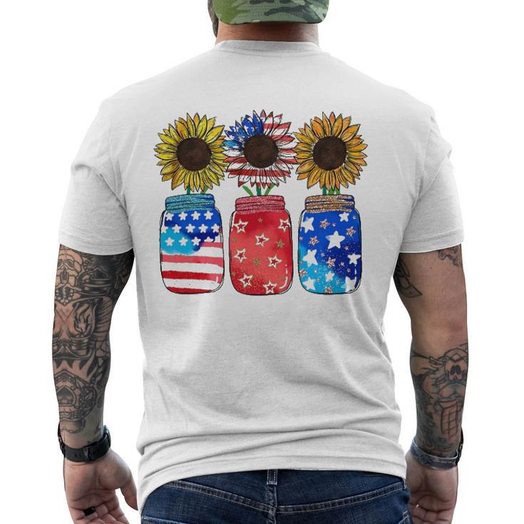 Patriotic Jar Sunflower American Flag 4Th Of July Men's Back Print T-shirt