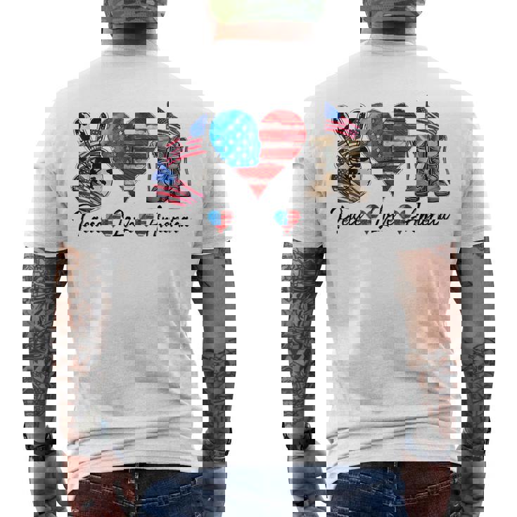 Peace Love America Vintage 4Th Of July Western America Flag Men's T-shirt Back Print
