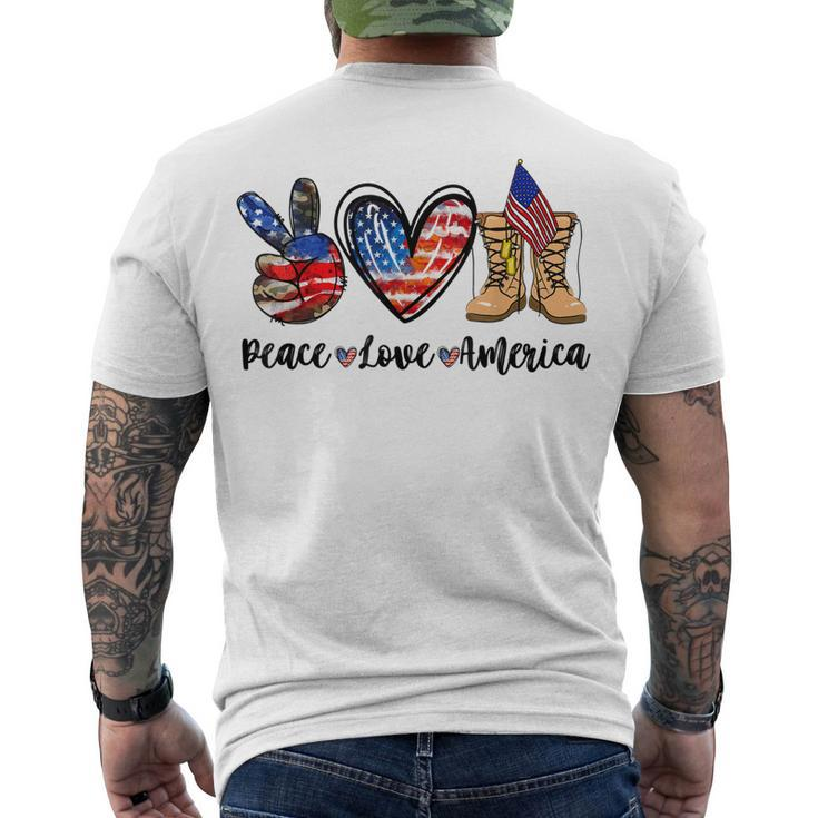 Peace Love America Vintage 4Th Of July Western America Flag V2 Men's T-shirt Back Print