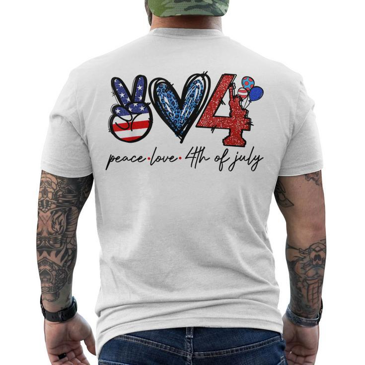 Peace Love Freedom 4Th Of July Independence Day Men's T-shirt Back Print