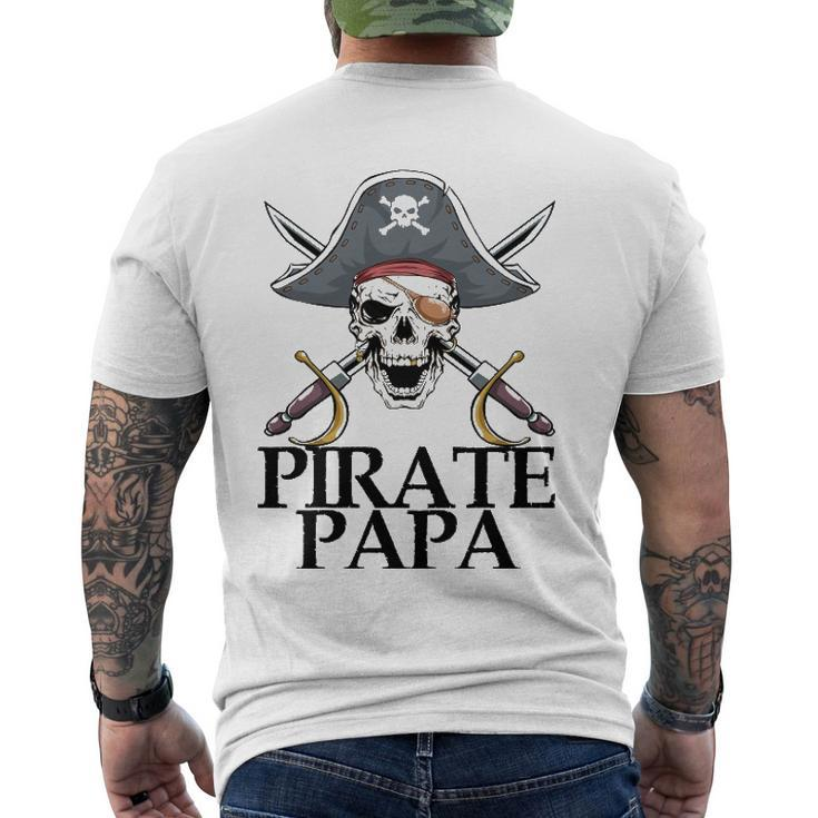 Mens Pirate Papa Captain Sword Halloween Men's Back Print T-shirt