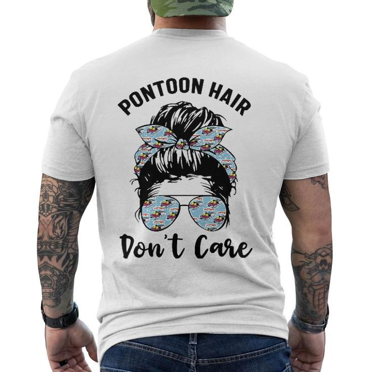 Pontoon Captain Boating Pontoon Hair Dont Care Messy Bun Men's Back Print T-shirt