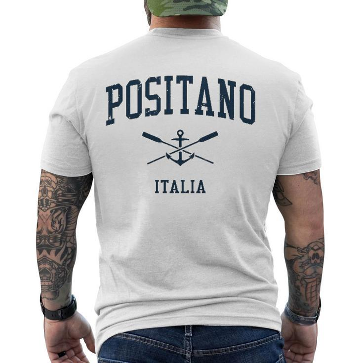 Positano Vintage Navy Crossed Oars & Boat Anchor Men's Back Print T-shirt