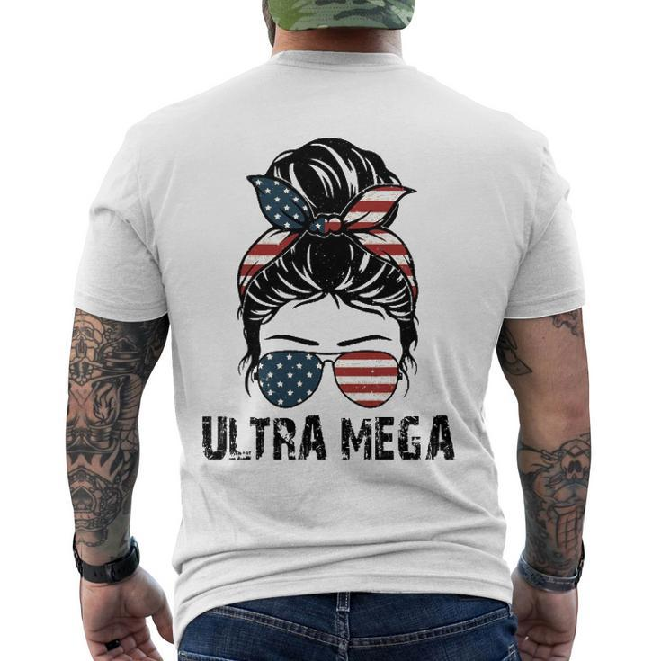 Pro Trump Ultra Maga Messy Bun Vintage Usa Flag Men's Back Print T-shirt