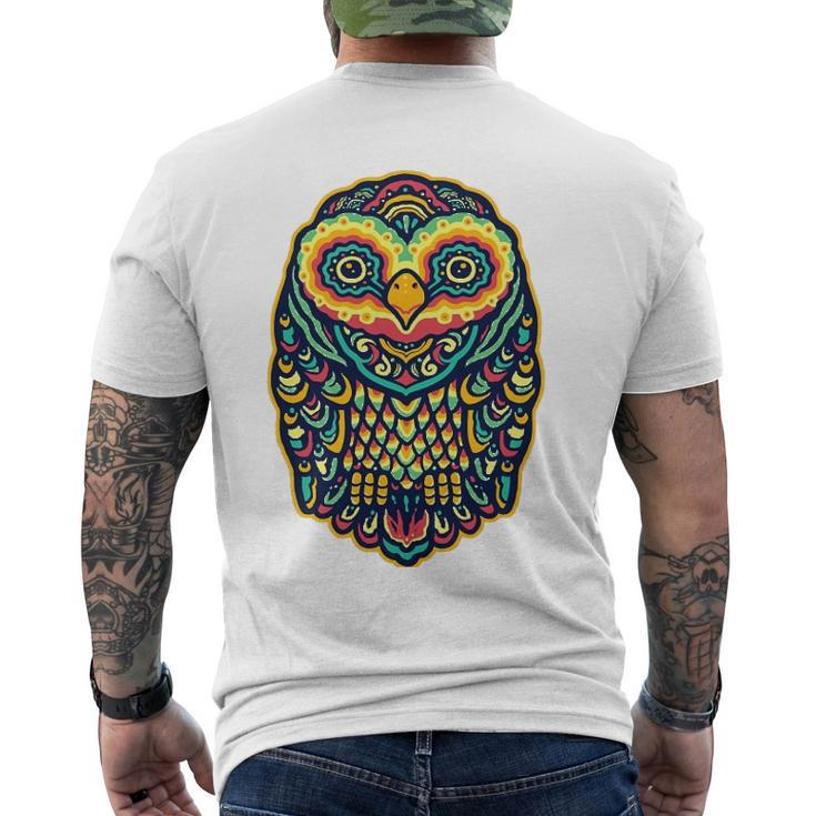 Psychedelic Owl Art Trippy Colors Colorful Rave Party Bird Men's Back Print T-shirt