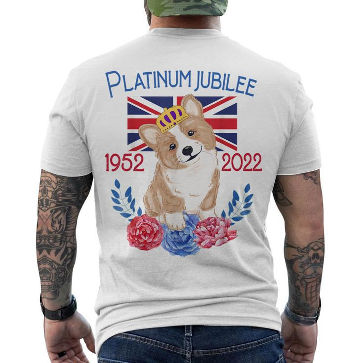 Queens Platinum Jubilee 2022 British Monarch Queen Corgi Men's Back Print T-shirt