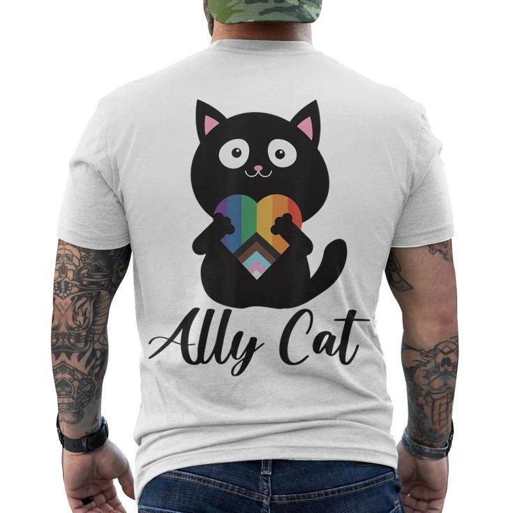 Rainbow Ally Cat Lgbt Gay Pride Flag Heart Men Women Kids Men's Back Print T-shirt