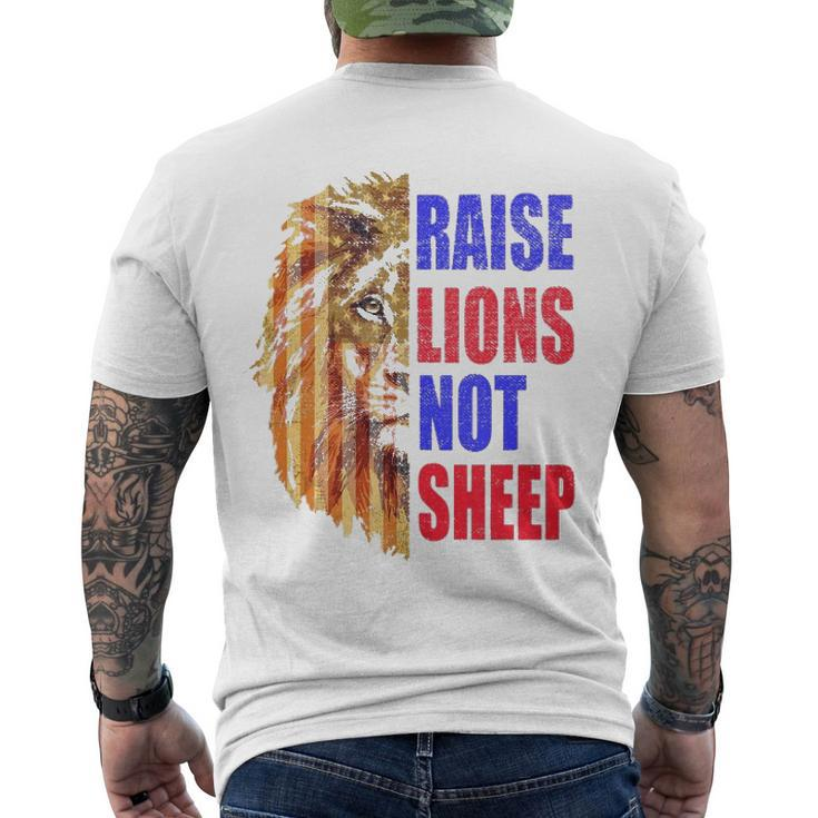 Raise Lions Not Sheep American Flag 4Th Of July Men's Back Print T-shirt