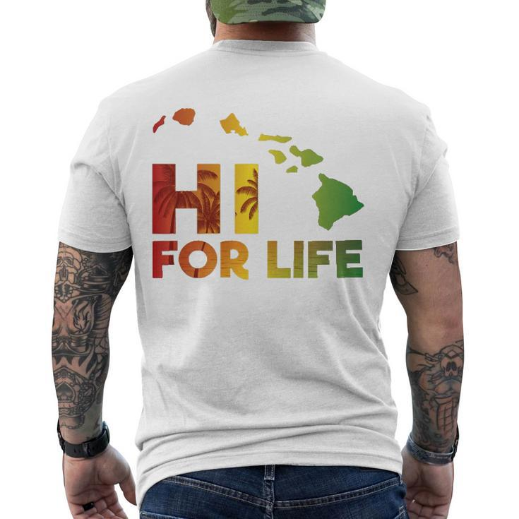 Rasta Colored Hi For Life Hawaii Palm Tree Tee Men's Back Print T-shirt